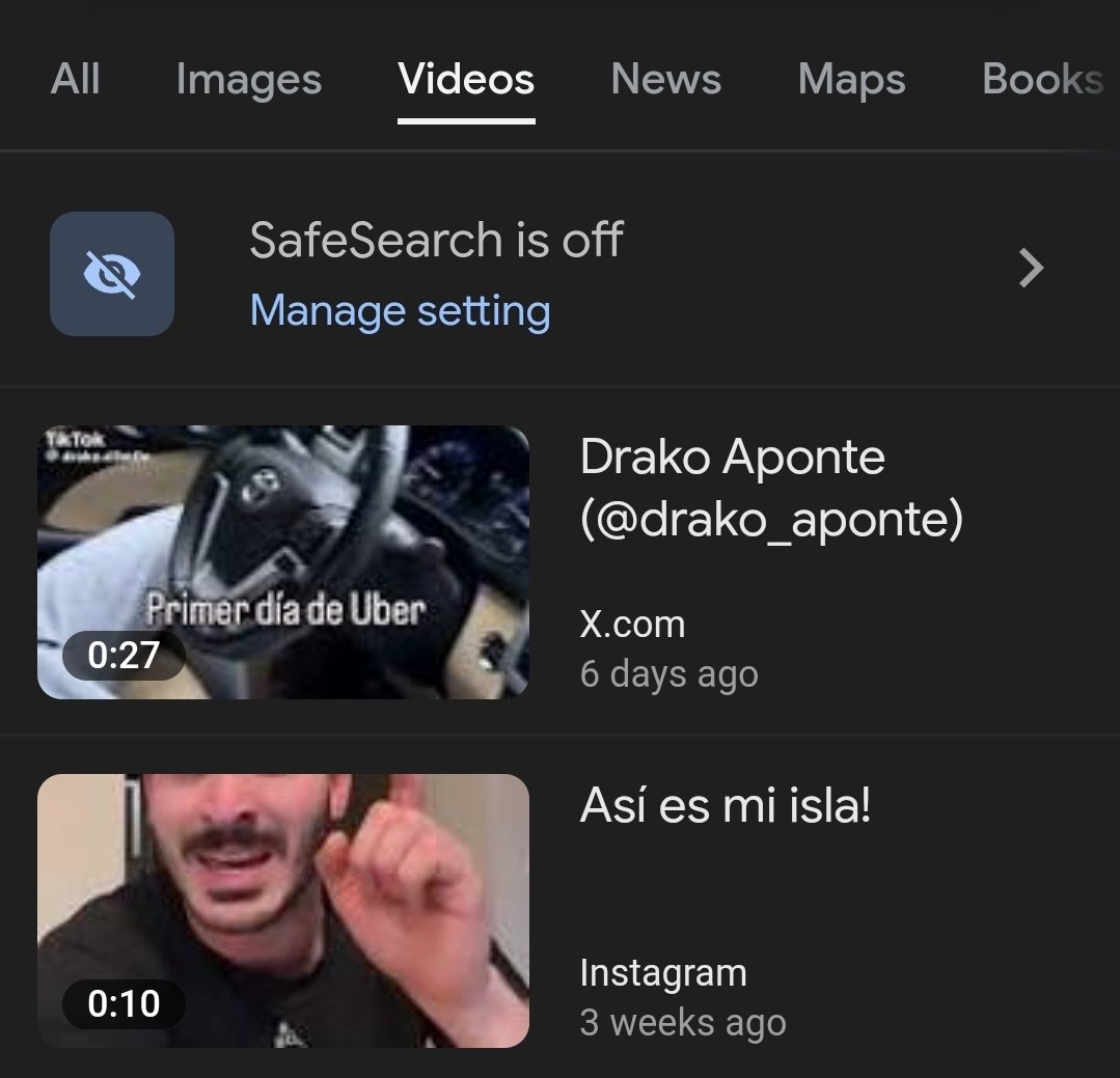 No se porque haciendo un search de <a href="/drako_aponte/">Drako Aponte</a> me sale un video de <a href="/rafaelloren5/">baby</a>