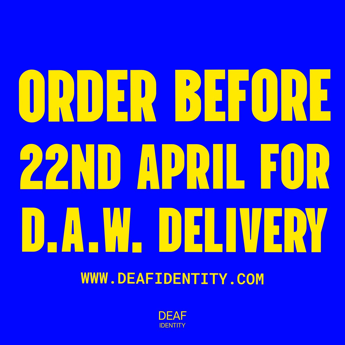 DEAF AWARENESS WEEK 2024 ✨ This years #DeafAwarenessWeek is taking place from 6th - 12th May! Who’s looking forward to it? We have a lot planned… 👀🤭 For Deaf Awareness Week delivery, please place orders *before 22nd April* Head to deafidentity.com now for more! 💫