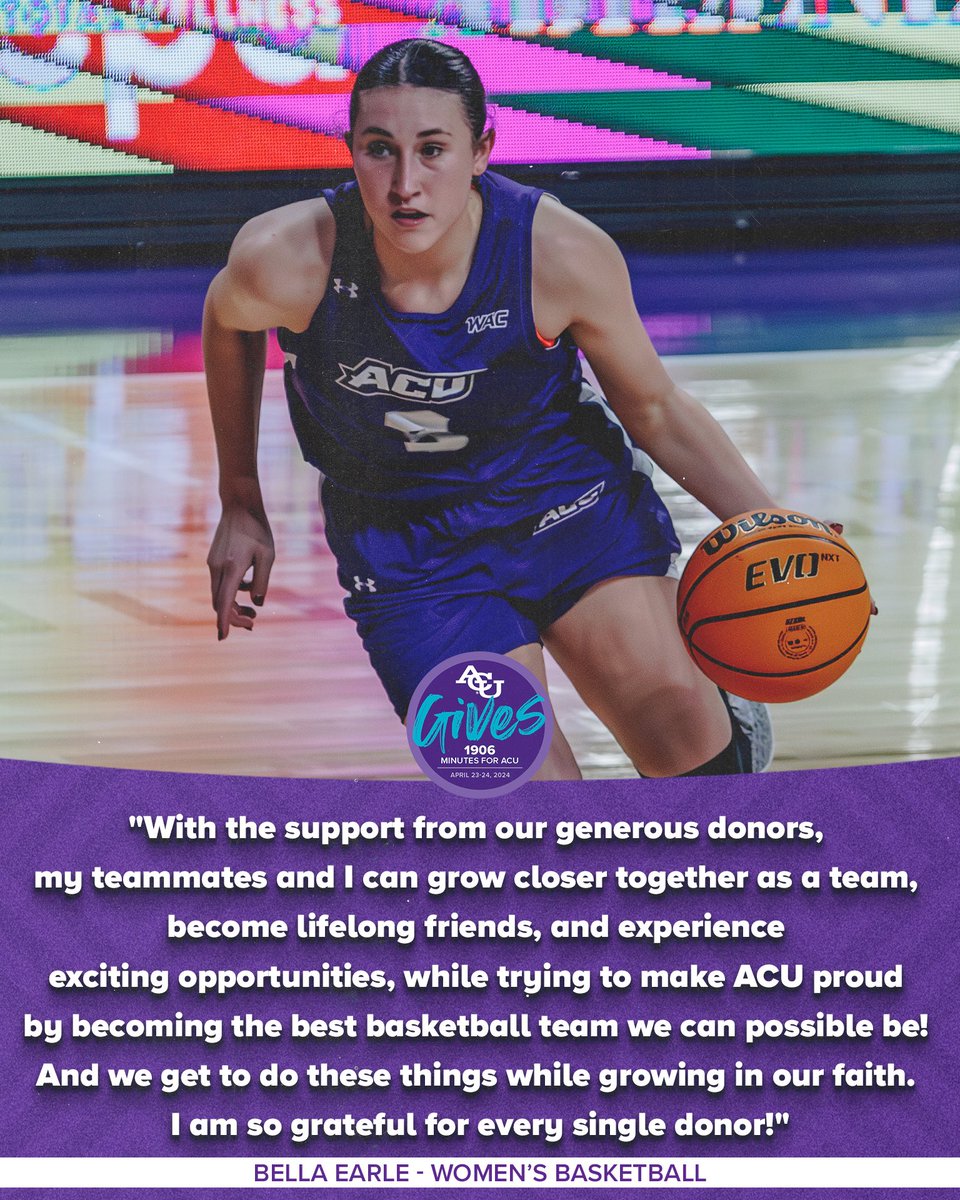 We are only 9️⃣ days away until 𝐀𝐂𝐔 𝐆𝐈𝐕𝐄𝐒‼️ Bella Earle gives some insight on what your support does to elevate the student-athletes experience🫶 Visit ACUSports.com to see how you can make an impact today‼️ #OneMore | #GoWildcats