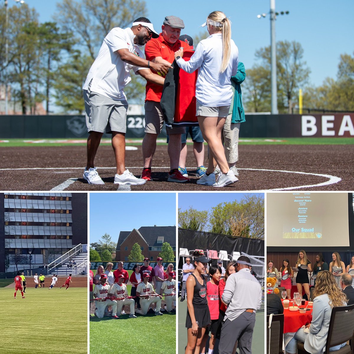 What a day(s) … @WashUwTennis & @washubaseball senior day, @JayMurryPBP 1k broadcast, @WashU_WBB banquet and night cap @WASHUmSoccer vs SLU … with a couple of @WASHUSoftball W’s … #BattleOn