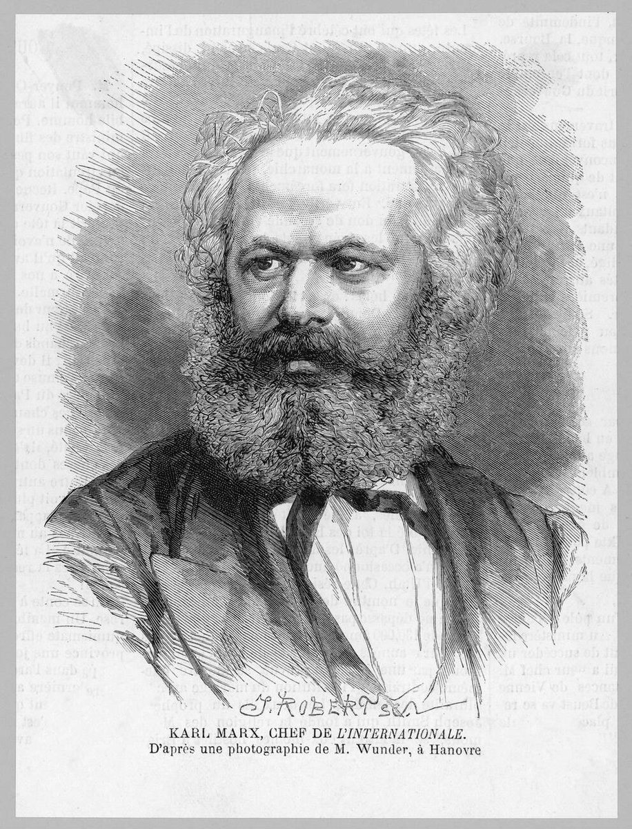 'Karl Marx, Enternasyonal'in Başkanı' 1871 senesinde L'Illustration gazetesinde yayımlanan bir Karl Marx çizimi.