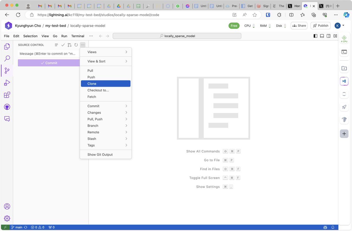 oh i think i figured out: 1. create a new repository on github 2. clone the repository in @LightningAI studio 3. press 'Open' to work directly on the cloned repo