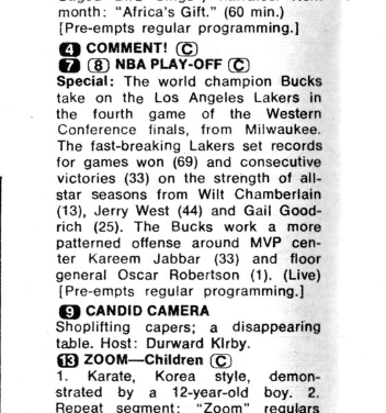 Sunday afternoon, 4/16/1972, NBA Playoffs... the Lakers v the Bucks in the Western Conference Finals. Just look at that lineup! THIS is basketball! #NBA #NBAPlayoffs #Lakers #Bucks @Lakers @Bucks #NBAPlayIn #basketball #classic #retro #oldschool @NBA @kaj33 @NBAHistory
