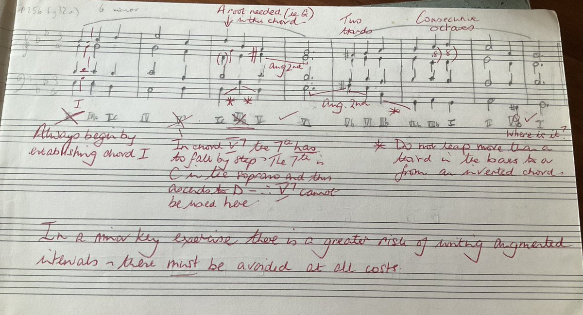 Found in an old schoolbook - a 1st attempt at composition, ‘O’ level music. Note comments about augmented 4ths @CoMA_EM, my favourite interval, all the straitjacket rules - which I’ve since taken pleasure in breaking. I was told what I had written was wrong & sounded ‘oriental’.