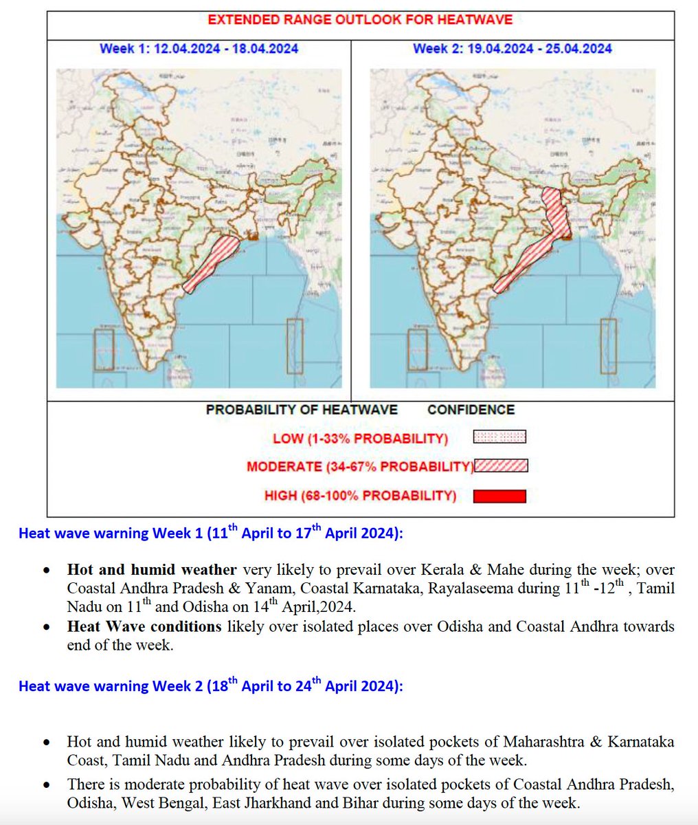 Which Parliamentary Constituencies/Districts could have polling during heatwaves as per this extended range #Heatwave forecast for next two weeks (12-25 April) issued by @Indiametdept? Authorities should keep watch on heatwave forecasts to #BeatTheHeat during #LokSabaElection2024