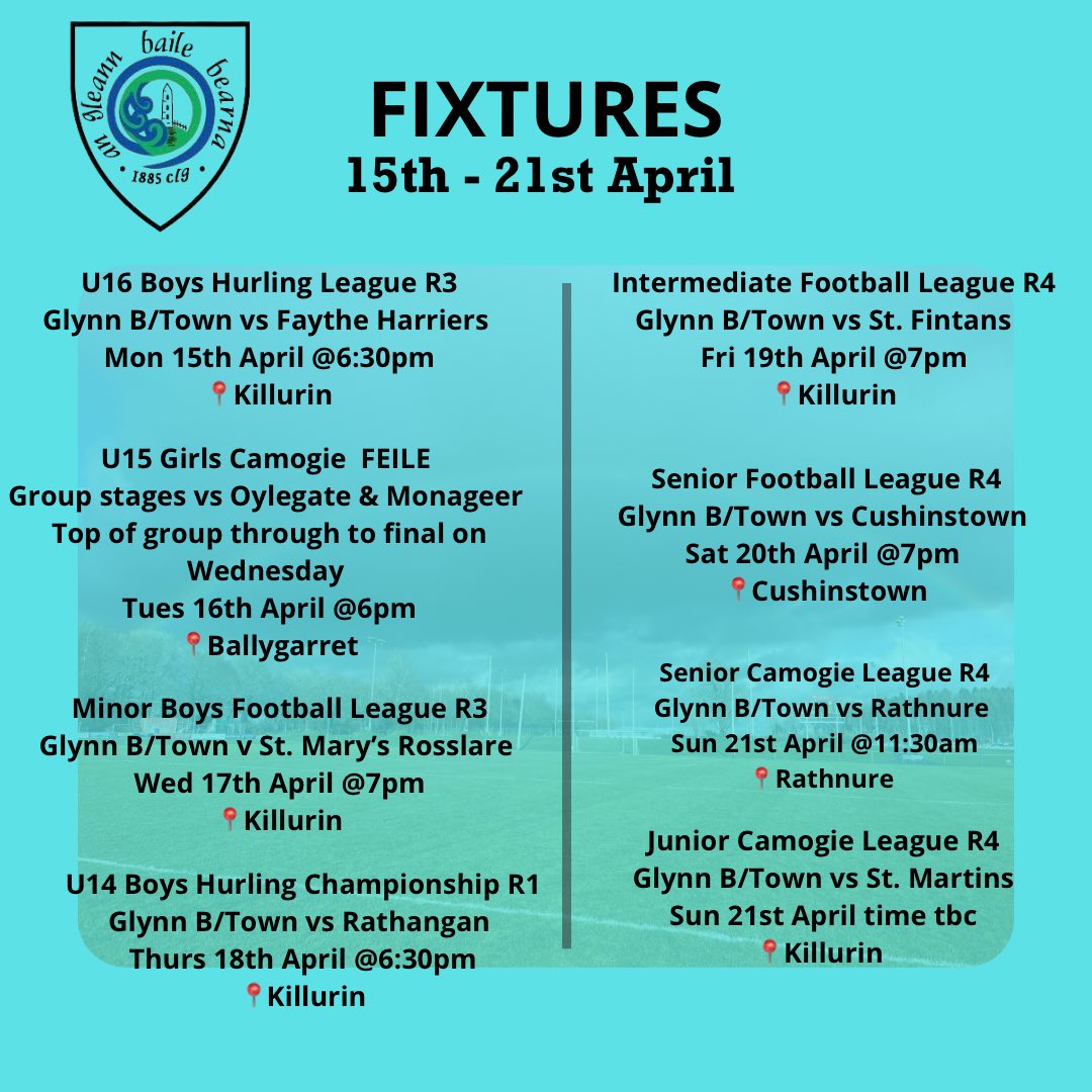 Weekly fixtures 💚💙