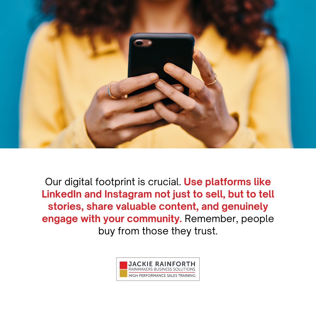 Your online presence is more than just selling stuff. It's your chance to tell your story on places like LinkedIn and Instagram. Here’s the thing - people like to buy from folks they trust. That’s why it’s important to do more than just post ads. #sellingiseasy #sellingwithjackie
