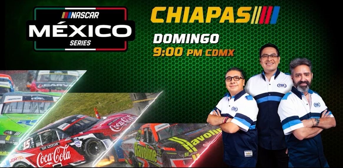 Los pilotos buscarán llegar a lo más alto del podio en una gran carrera Prepárate para experimentar la velocidad de #NASCARxFSMX México Series Chiapas Domingo a las 9PM CDMX solo en @FOXSportsMX 3️⃣