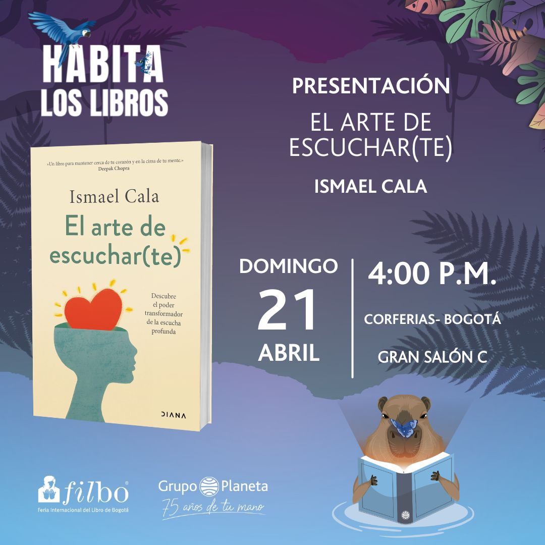 cala's tweet photo. ¡COLOMBIA, nos vemos en pocos días! 🇨🇴

Nos encontraremos en la Feria Internacional del Libro de Bogotá, un espacio maravilloso donde las palabras cobran vida y los sueños se convierten en páginas. 📚✨

Estaré compartiendo con ustedes mi más reciente obra: “El Arte de Escuchar(te)”. 📖

Una invitación a un viaje introspectivo, un camino hacia el autodescubrimiento y la conexión profunda con uno mismo y con los demás. 🌟

¡Nos vemos el 21 de abril para darte un fuerte abrazo y firmar tu libro! 

¡Te espero!