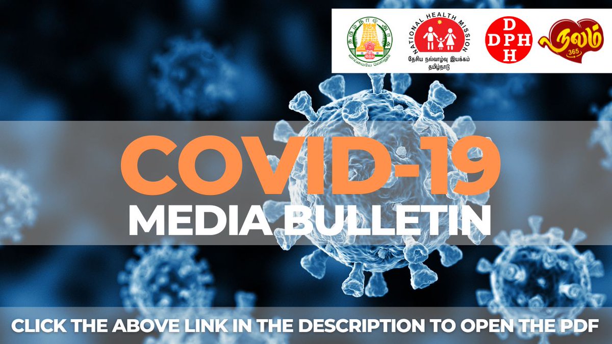 COVID-19 Media Bulletin !!!       

14.04.2024 - drive.google.com/file/d/110XgTz…

@CMOTamilnadu @mkstalin @Subramanian_ma @DrSelvaTN @GSBediIAS @NHM_TN @UNICEFIndia @icmrnirt1 @UNDP_India @TNDIPRNEWS @chennaicorp @icmr_nie