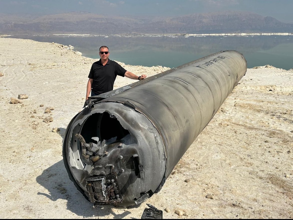 This is one of the #Iranian missiles that were intercepted by the #Israel defence system (Arrow 3 System) of the @IDF. How would you like 1000 of these aimed and fired at your small country? What would be your response?