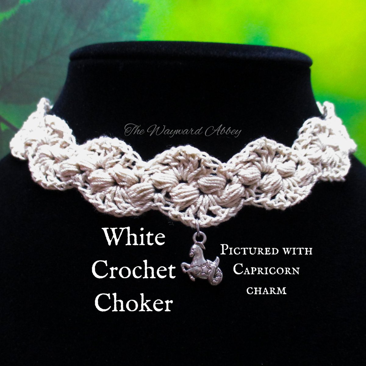WaywardAbbey's tweet photo. White Crochet Choker with Charm 
Here with Capricorn 

Made to order from your choice of charm &amp; thread. Adjustable chain with lobster claw clasp. 

https://t.co/V7ldSqBOj6

~Blessings~Courtney https://t.co/Z28ghNtuSk