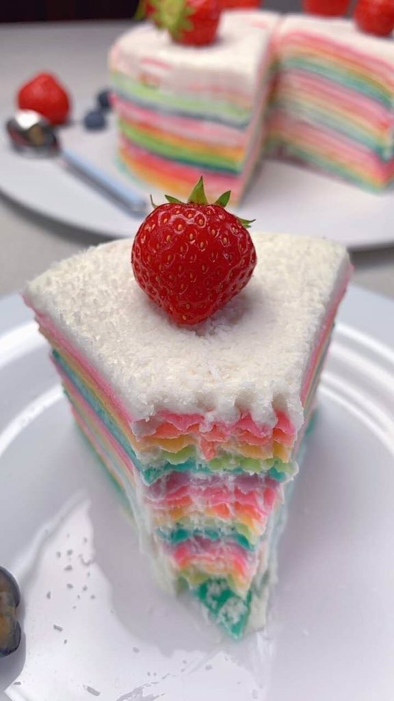 strawberry rainbow cake.