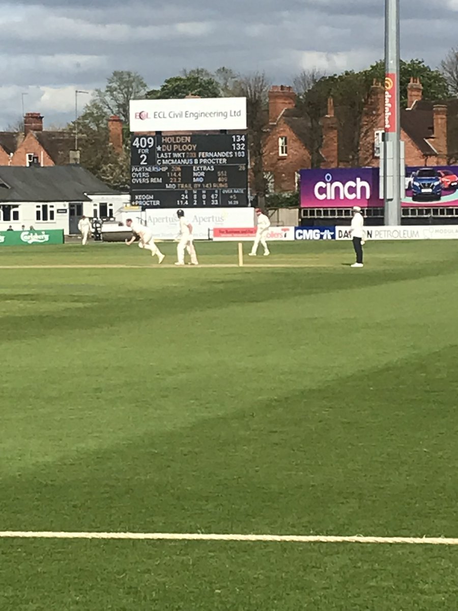 A lot of hard yakka for the Northamptonshire bowlers today. Interesting take on the Kookaburra ball by IDK Salisbury on commentary, but it was dry old stuff for the spectator.