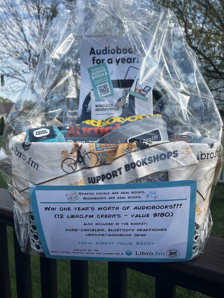 Who wants to win this amazing basket?Libro.fm donated ONE YEAR’s worth of audiobook credits to MASL via the Denny O’Neil Graphic Novel List committee! Enter the raffle at the Cash for a Cause booth in Windgate Hall. #maslsc <a href="/doneil7415/">Denny O'Neil Graphic Novel List</a>