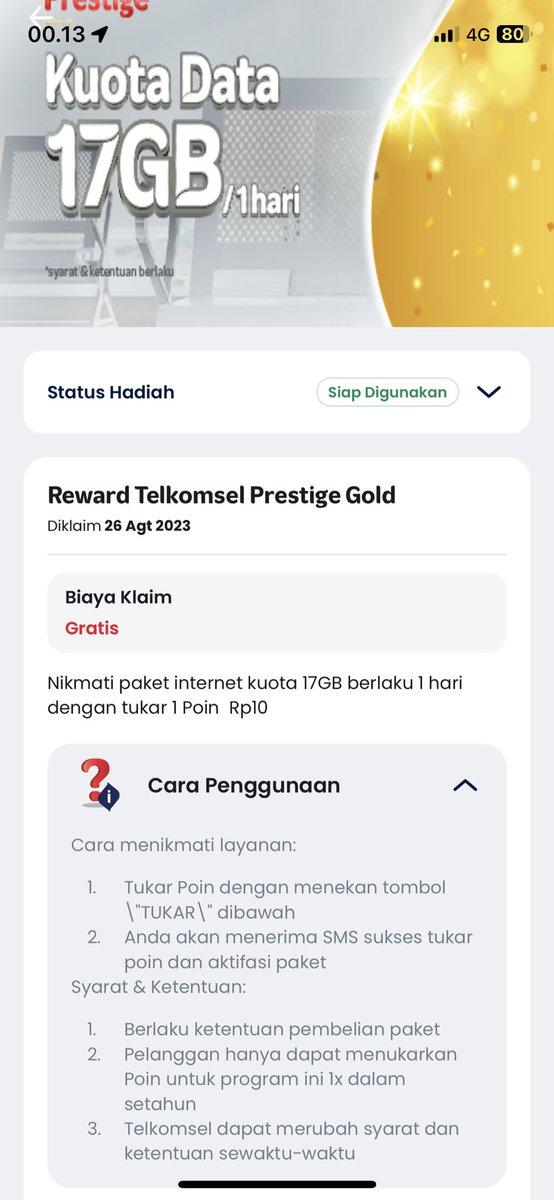 ndaruto24's tweet photo. @Telkomsel ini gimana cara tukar poin?? gak ada tuh pilihan "tukar" https://t.co/6q38K8lRoc