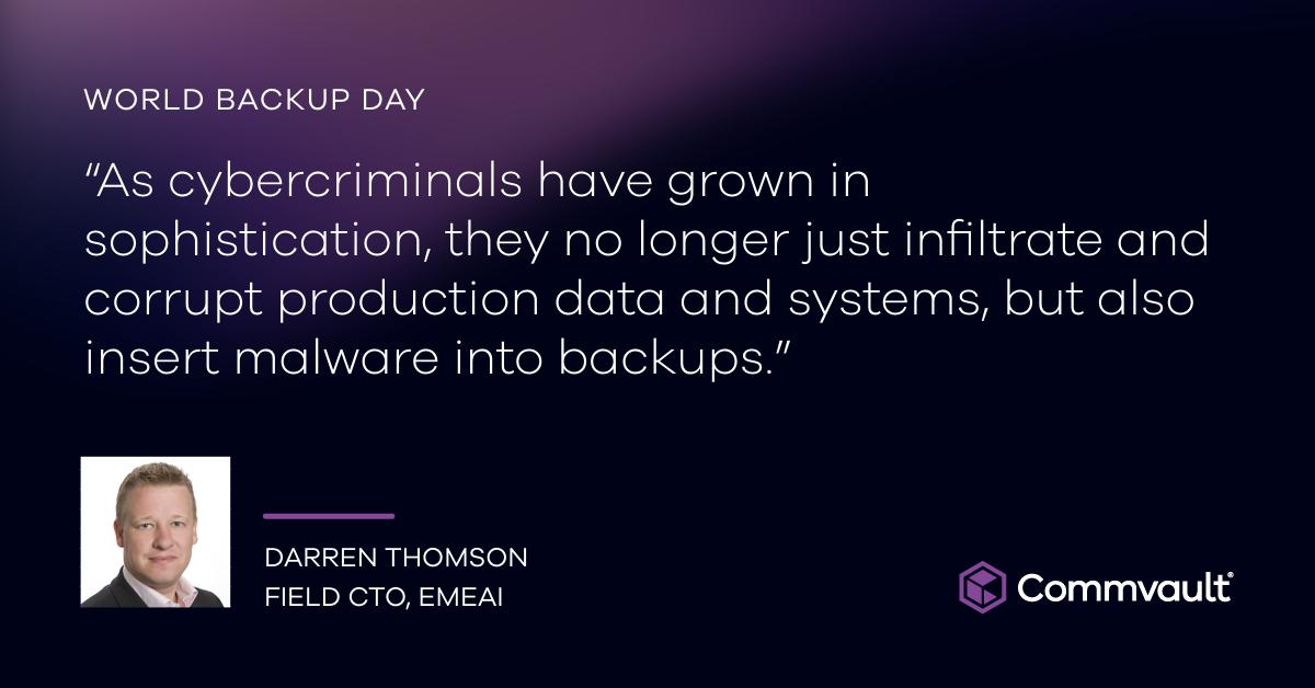 Let #WorldBackUpDay be a constant reminder for all organisations to always protect and safeguard their data. In this #CXOToday story, #Commvault’s Darren Thomson emphasizes the need for early warning systems to stay ahead of the #cyberthreat games. ow.ly/etcC30sBxz3