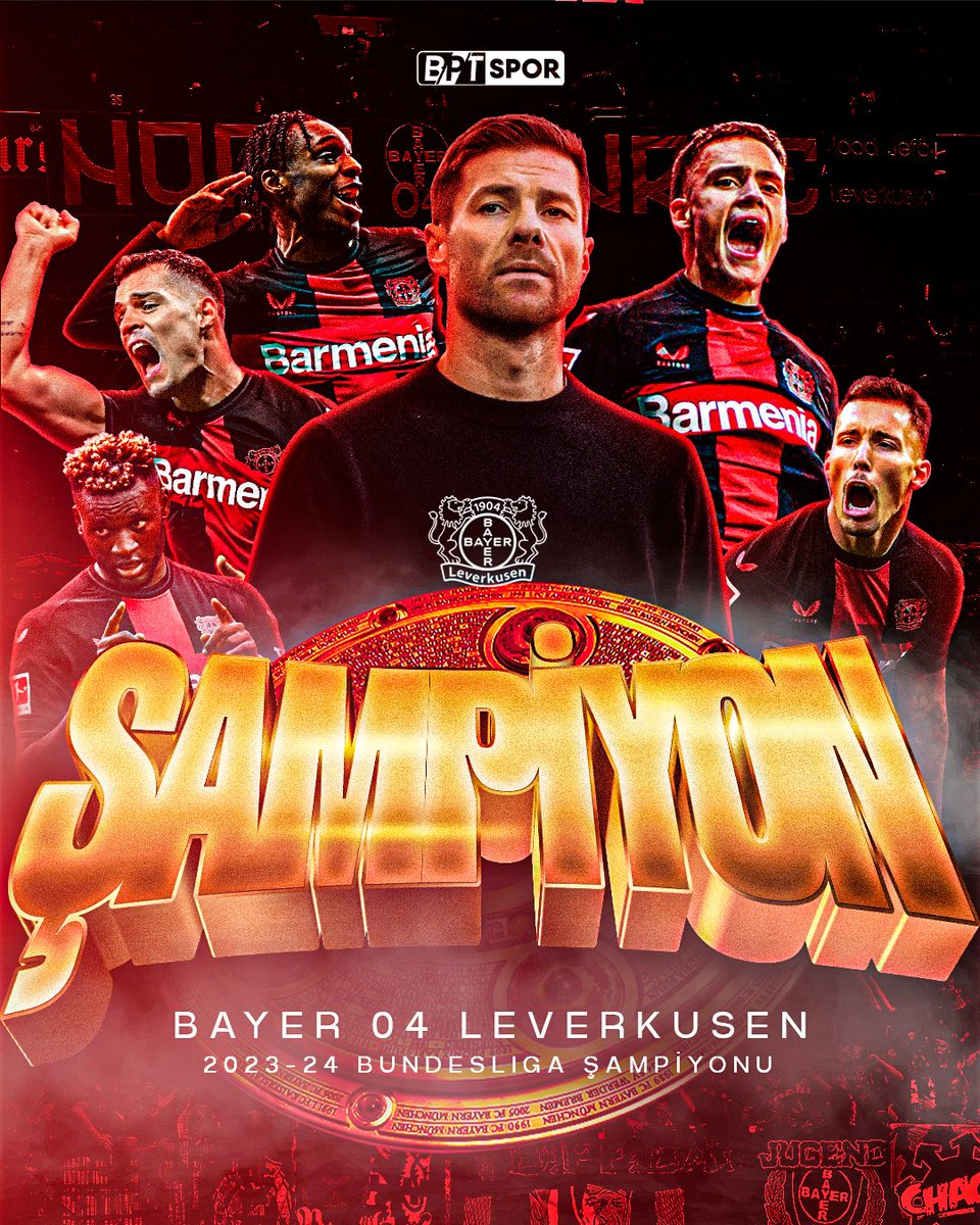 Leverkusen, Bundesliga tarihinde ilk defa şampiyon oldu.