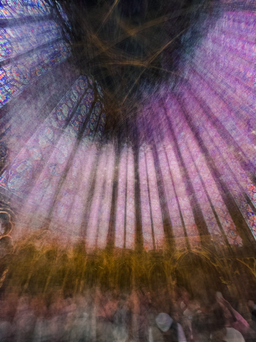 Long-exposure photograph with intentional movement. Saint-Chapelle, Paris.