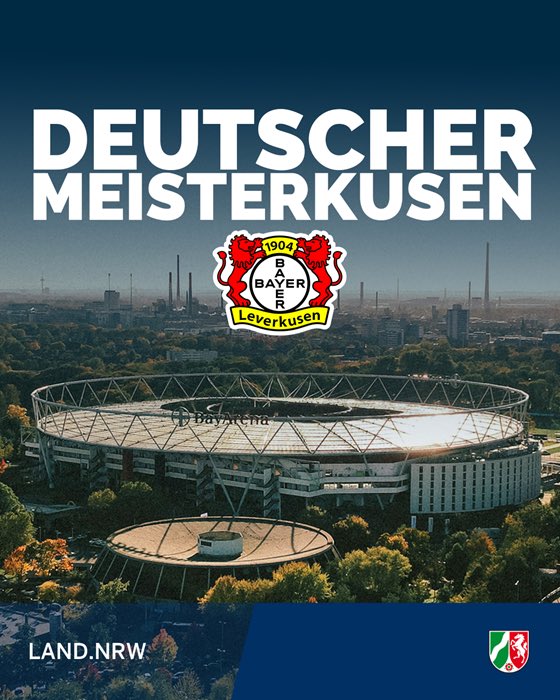 Herzlichen Glückwunsch @bayer04fussball zur ersten Deutschen #Meisterschaft! Eine herausragende Leistung des ganzen Teams & von Trainer @XabiAlonso. Wir freuen uns, die Meisterschale nach 12 Jahren wieder in #NRW begrüßen zu dürfen. ⚽💪 #Bayer04 #Werkself #SportlandNRW #TeamNRW
