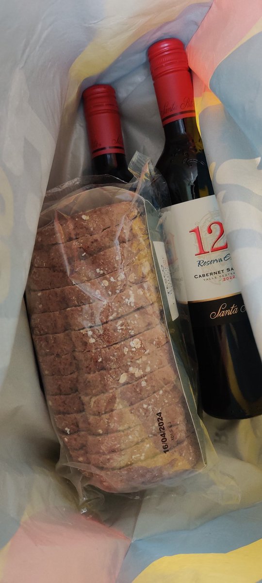 Sunday's usual shop. Bread and wine.