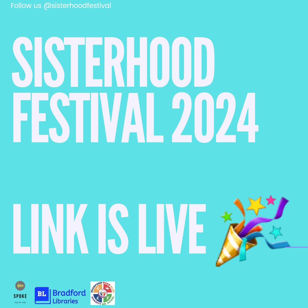 Get your tickets booked, ladies 🎉

Welcome to the Sisterhood Festival 2024! Join us at the City Library Bradford for a free day filled with empowering activities, inspiring speakers, and meaningful connections. 

eventbrite.co.uk/e/sisterhood-f…

#sisterhoodfestival #bradford