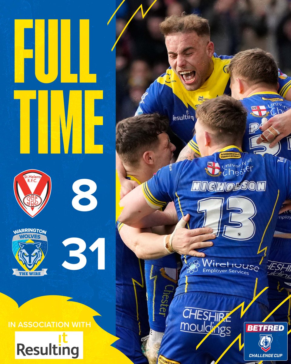 WarringtonRLFC's tweet photo. 🏁 FT with @ResultingIT

WE'RE INTO THE SEMI FINALS! https://t.co/Wlkzzv7uXk