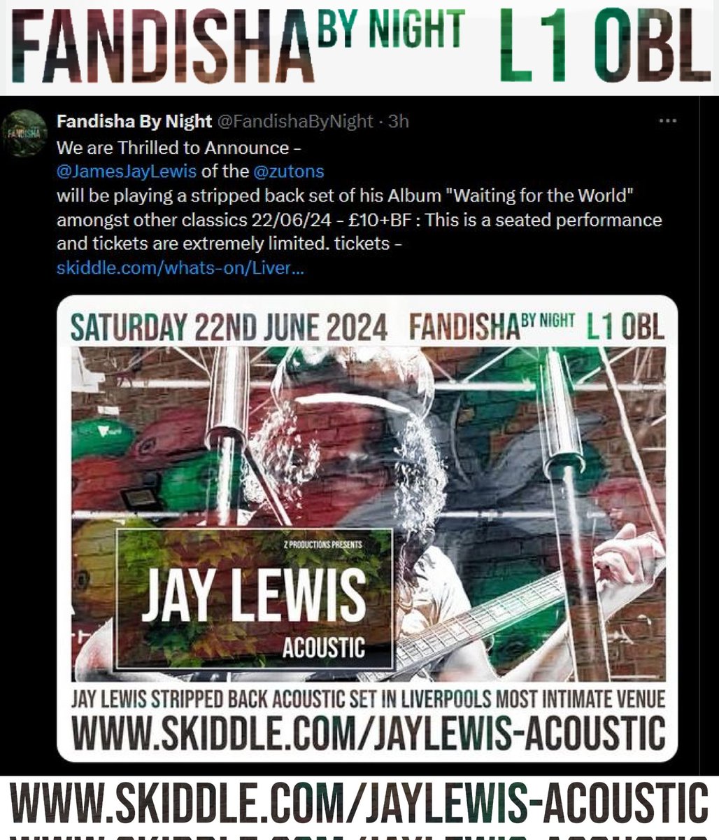 #Liverpool #FandishaByNight Saturday 22nd June @JamesJayLewis Tickets skiddle.com/whats-on/Liver…