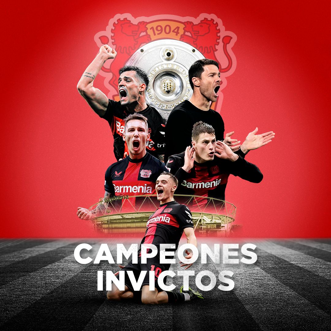 Bayer Leverkusen se corono Campeón de la Bundesliga de manera invicta, Récord para el técnico español Xavi Hernández. 