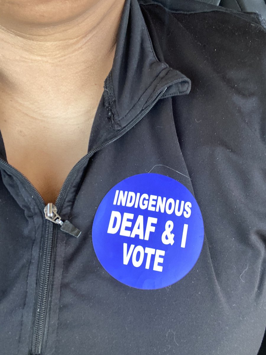 Ketebi to Minnesota Commission of the Deaf, DeafBlind, and Hard of Hearing for the most coolest sticker!!! “Indigenous Deaf & I vote” sticker! 🤎🪶