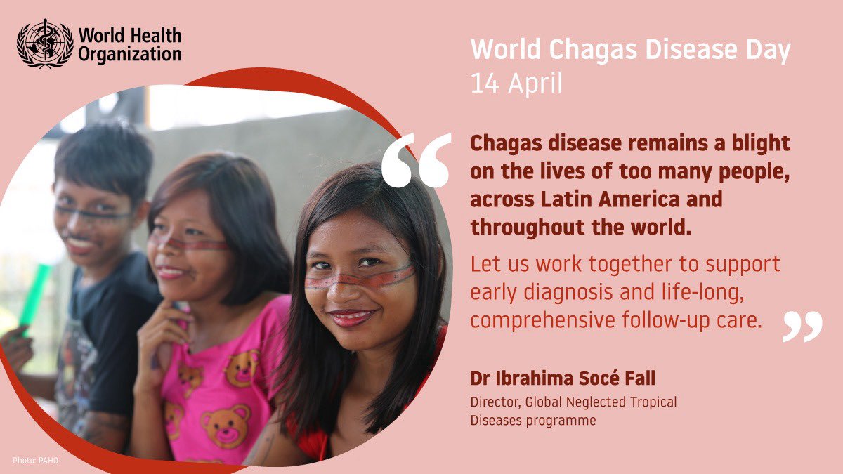 It's #WorldChagasDiseaseDay
#ChagasDisease has the most disproportionate impact among Latin America's poorest communities but it is increasingly detected elsewhere. With an estimated 6-7M people infected globally & high mortality it is a significant public health threat.