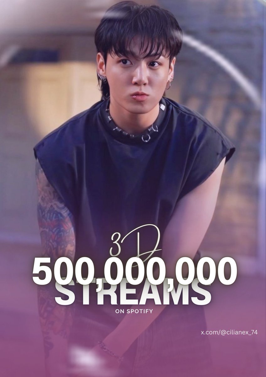 240414 - 3D by Jung Kook (Ft. Jack Harlow) Has Now Surpassed 500M Streams🔥🌌🐰💜[Spotify📊]

🔗: It Becomes Their 5th Song To Reach This Milestone.

CONGRATULATIONS JUNGKOOK
#3Dwith500M