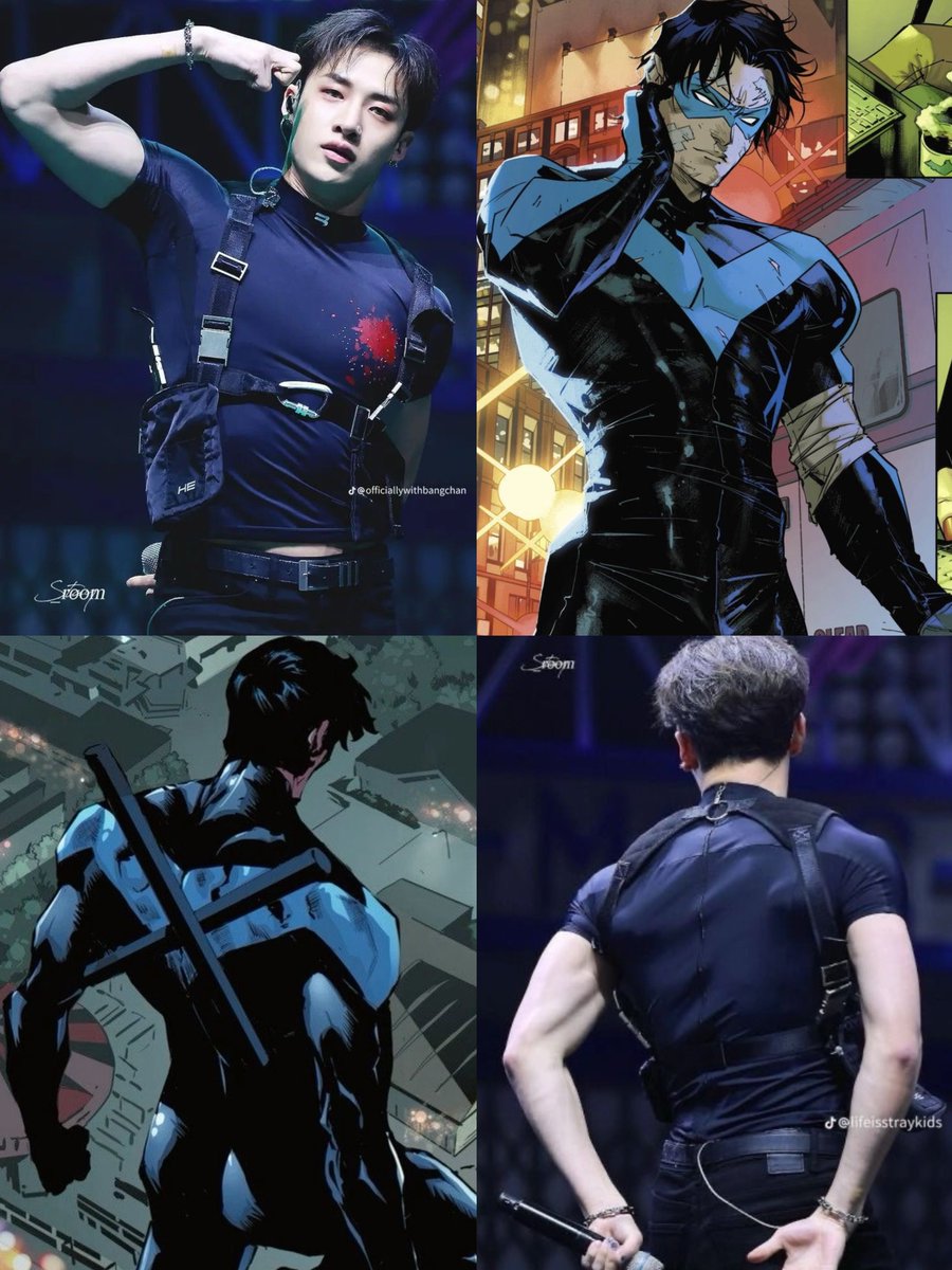 lixiesflower's tweet photo. can we all agree that bang chan is so nightwing coded? https://t.co/Upr1PGuWxy