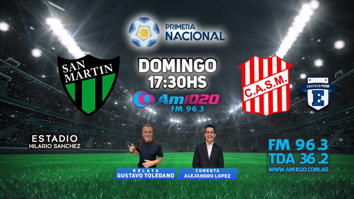 gdtoledano's tweet photo. FM96.3📻⚽️🎙️juega @CASanMartinSJ y Equipazo lo transmite seguinos en 📱https://t.co/jvzKEILWMR 📺canal36.2 de TDA y ▶️YouTube @SebassCaruso https://t.co/1ytqwRSTQS