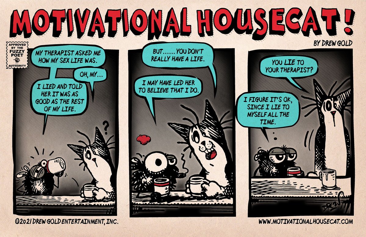 Motivational Housecat is an original comic strip created by Drew. It stars Professor Meow Meow, a talking cat who dispenses advice, and The Angry Bee, a bee who is angry about literally everything. fuzzypoet.com #motivationalhousecat #fuzzypoet #lowbrowdrawing #webcomix