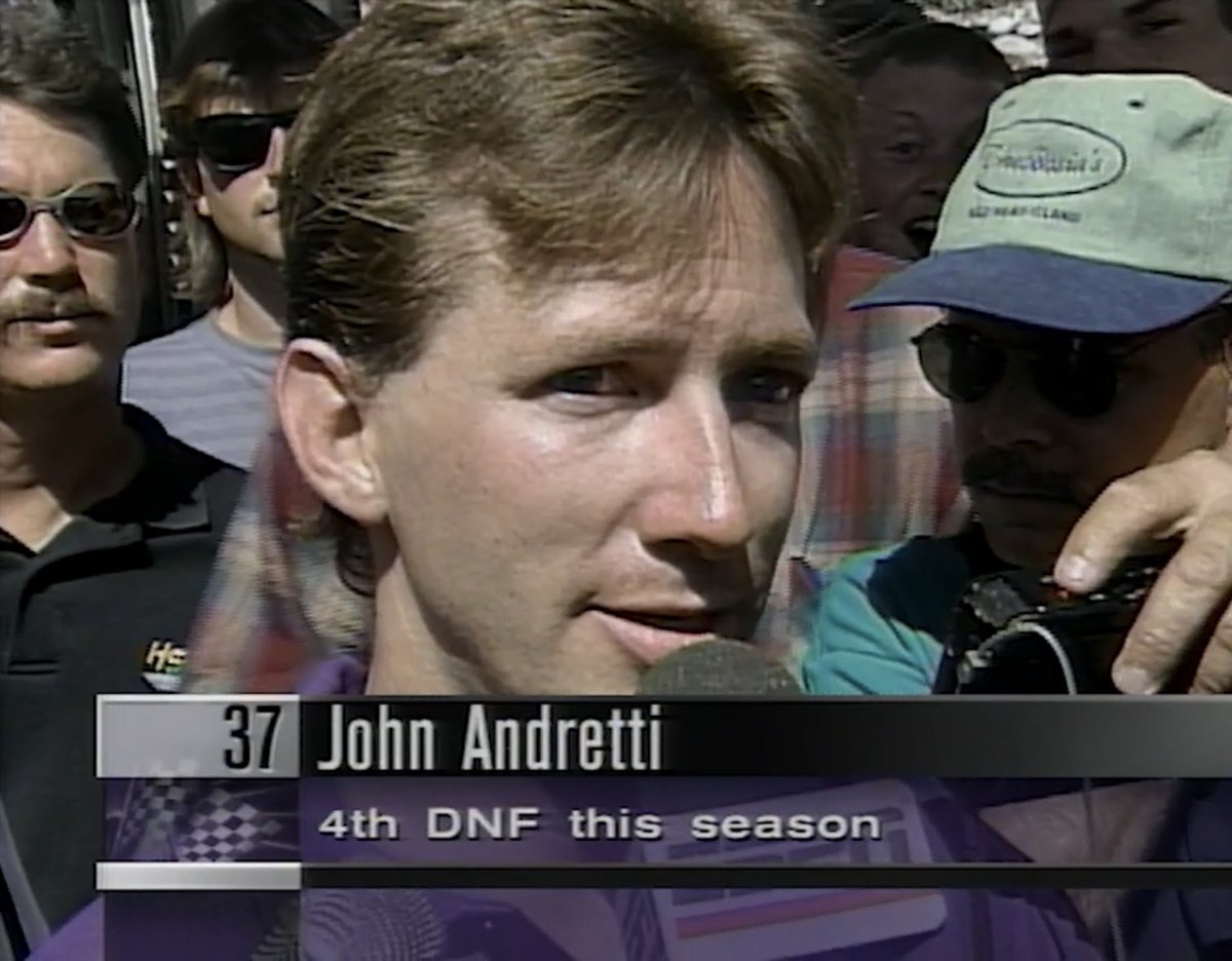 28 years ago today.. John Andretti was not happy with Geoff Bodine for sparking this multi-car accident. He talked to ESPN for nearly two minutes about it. John said that it was the second time he was dumped by him in 1996 and that Geoff has no regard for anyone’s safety.
