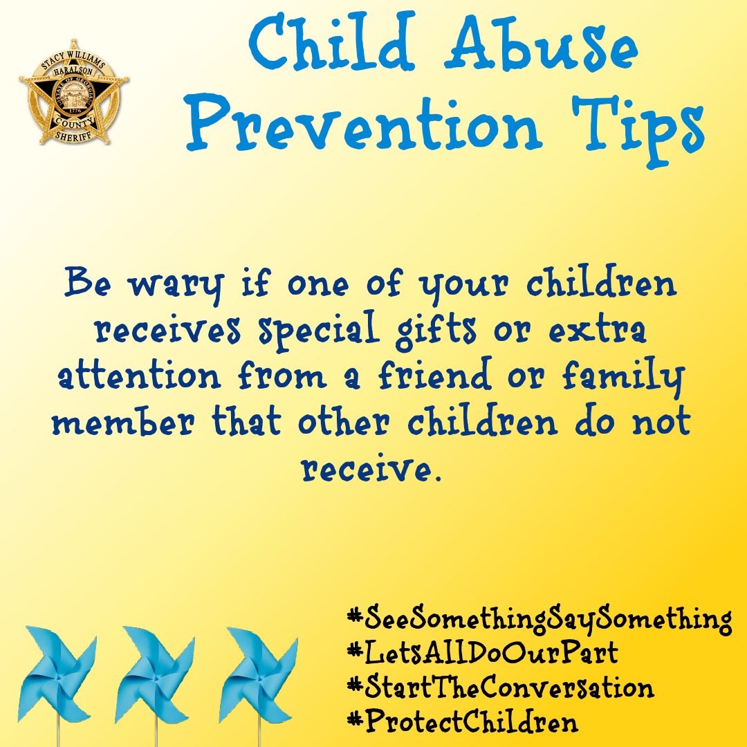 Be wary if your child receives extra attention or special gifts that other children do not receive. Singling a child out could be a red flag for grooming so pay attention and call it out!   #StartTheConversation #ProtectOurChildren #LetsAllDoOurPart #ChildAbusePreventionMonth