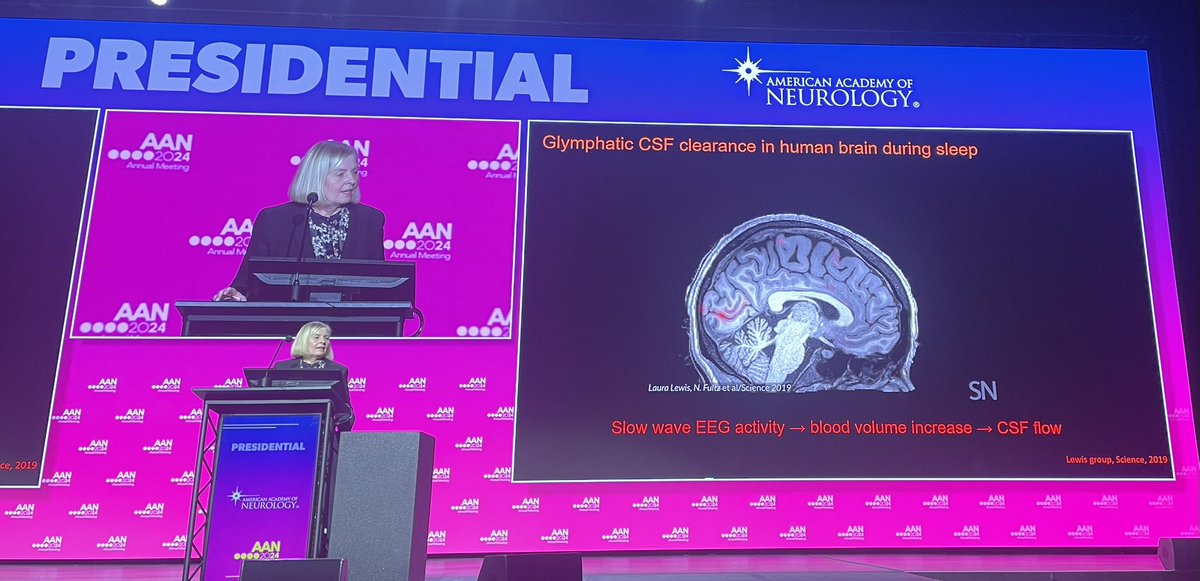 Great lecture Dr Nedergaard today 
Glymphatics , sleep and connection to cognitive functions and dementia Neurodegenerative Diseases
Remembered you meeting first time in 2002 in Cell biology dept Nymc @NeurologyNymc 
#AANAM #glymphatics 
#sleep #denver #aanam2024 @NedergaardLab