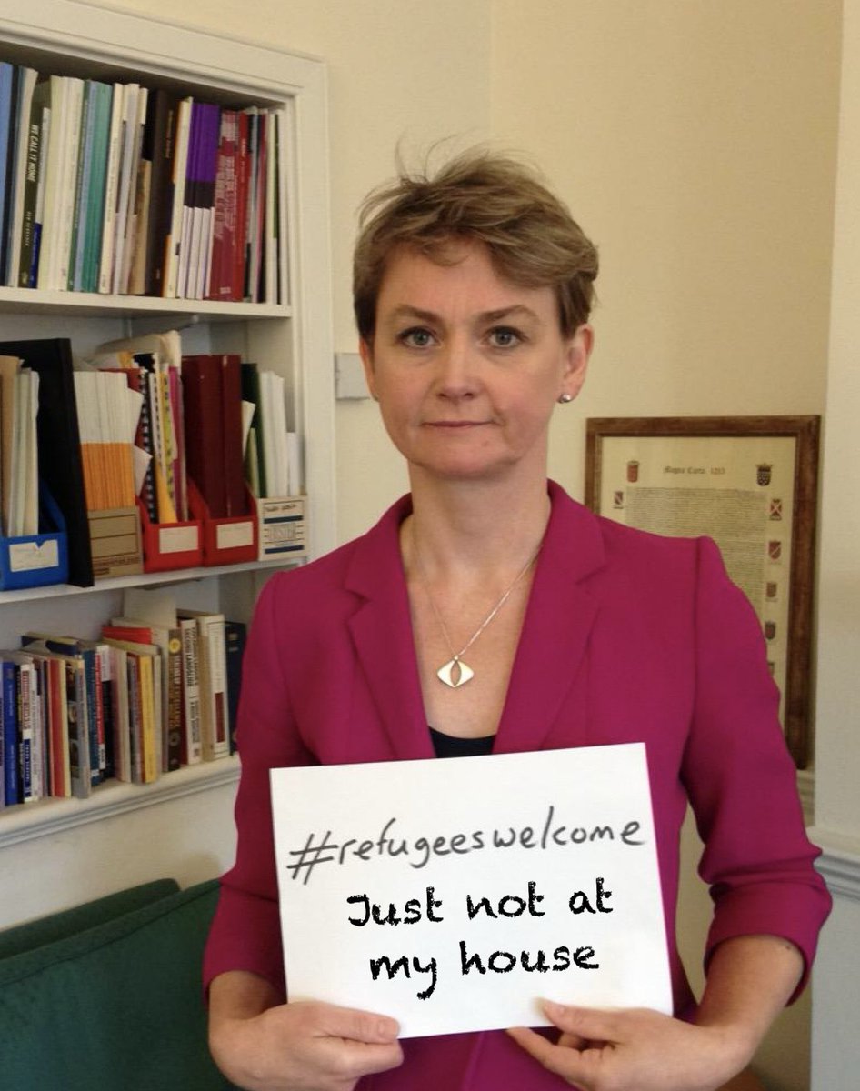 Yvette Cooper…. refugees welcome, just not at my house