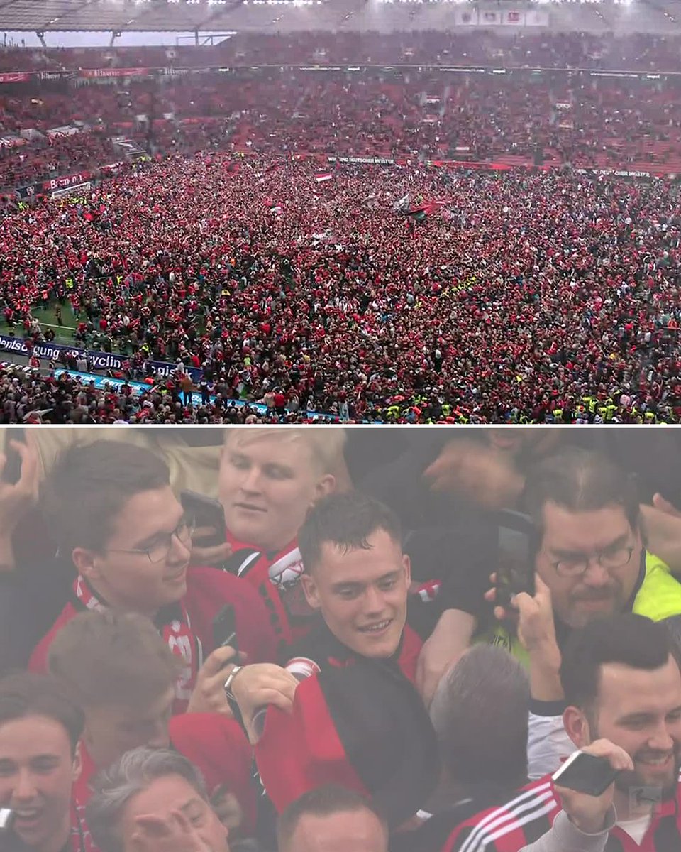 SCENES IN LEVERKUSEN!!!

Fans take to the pitch to celebrate the club's historic first-ever Bundesliga win 🏆

Look at what it means ❤️