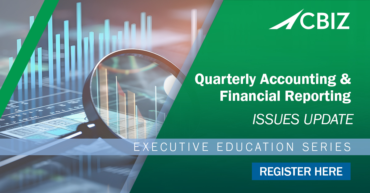 Staying up to date on events and technical matters affecting #financialreporting just got easier. 👍 

This quarterly webinar series brings you expert insights from @CBIZ and MHM professionals.

✅This webinar is eligible for 1.8 CPE credits in Accounting.
okt.to/YeqF2u