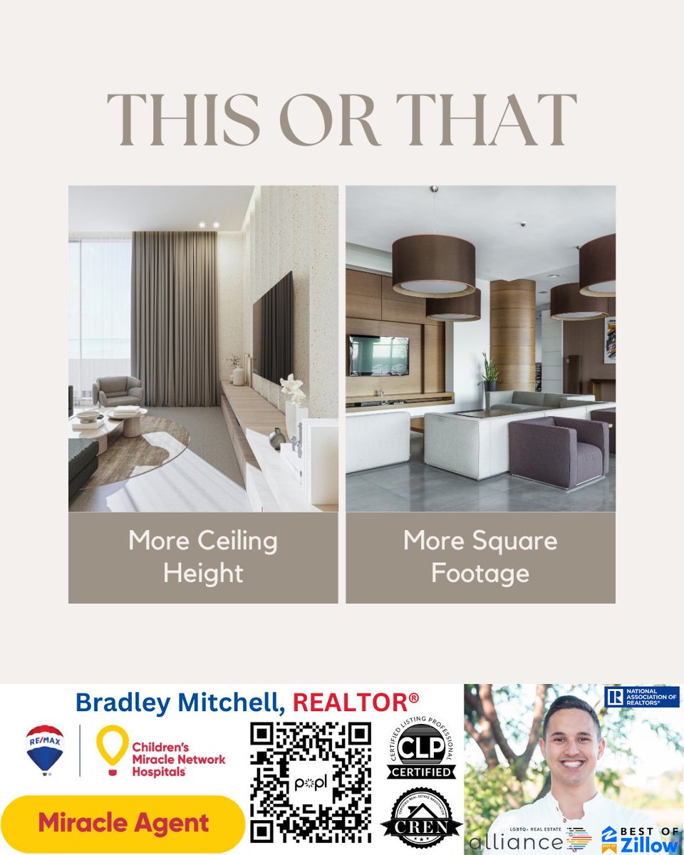 AskBradleyRE's tweet image. Deciding on the details of your dream home can be a delightful dilemma! 

Would you prefer a space with high ceilings or more square footage, granting you extra room to live, play, and relax? 

#TwoZeroSeven #REMAXCOLLABORATIVE #REALTORS #MaineLife #MaineRealEstate #remax