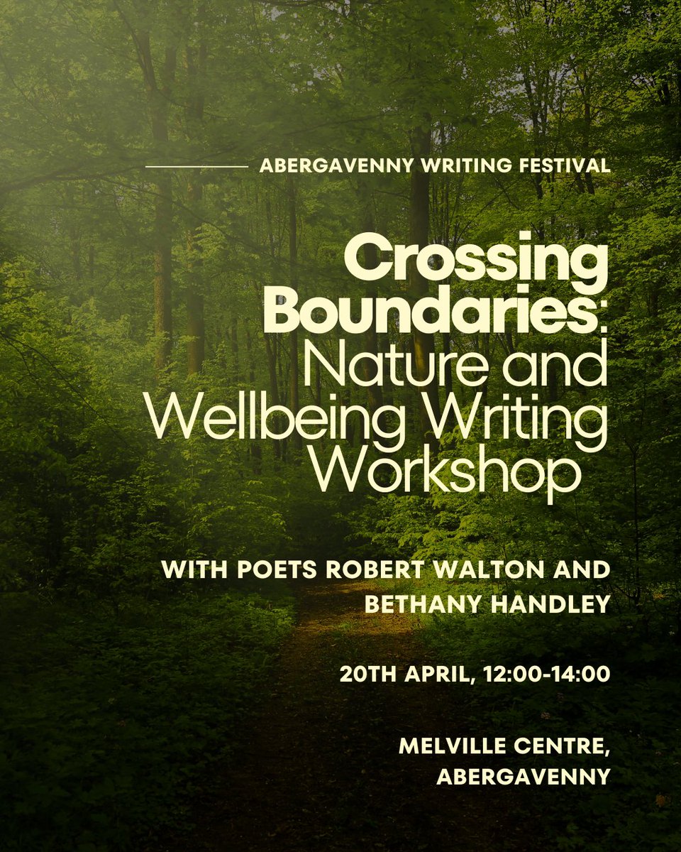 Join poet Bob Walton and I for a creative writing workshop on nature and wellbeing at Abergavenny Writing Festival.

🗓 20th April, 12:00-14:00

Find out more: ticketsource.co.uk/abergavenny-wr…