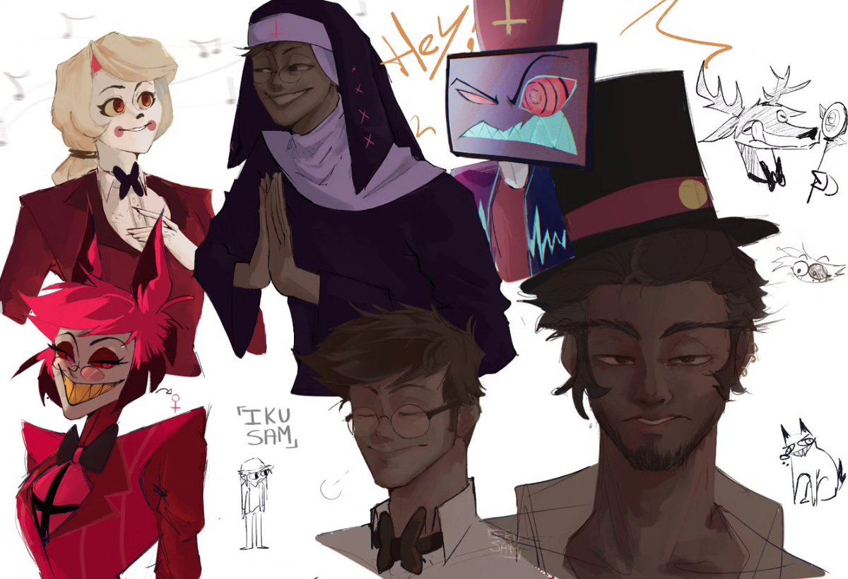 Messy doodles + Alastor and Husk as human #HazbinHotelAlastor #HazbinHotelFanart #HazbinHotelHusk