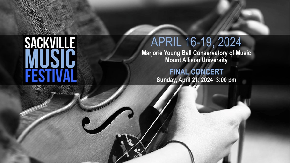 Looking forward to welcoming Sackville Music Festival to #MtAllison’s Marjorie Young Bell Conservatory, with classes taking place April 16-19. Final Concert and Awards, Sunday April 21, 3pm in Brunton. Programs available online at nbfmf.org/sackville-musi…