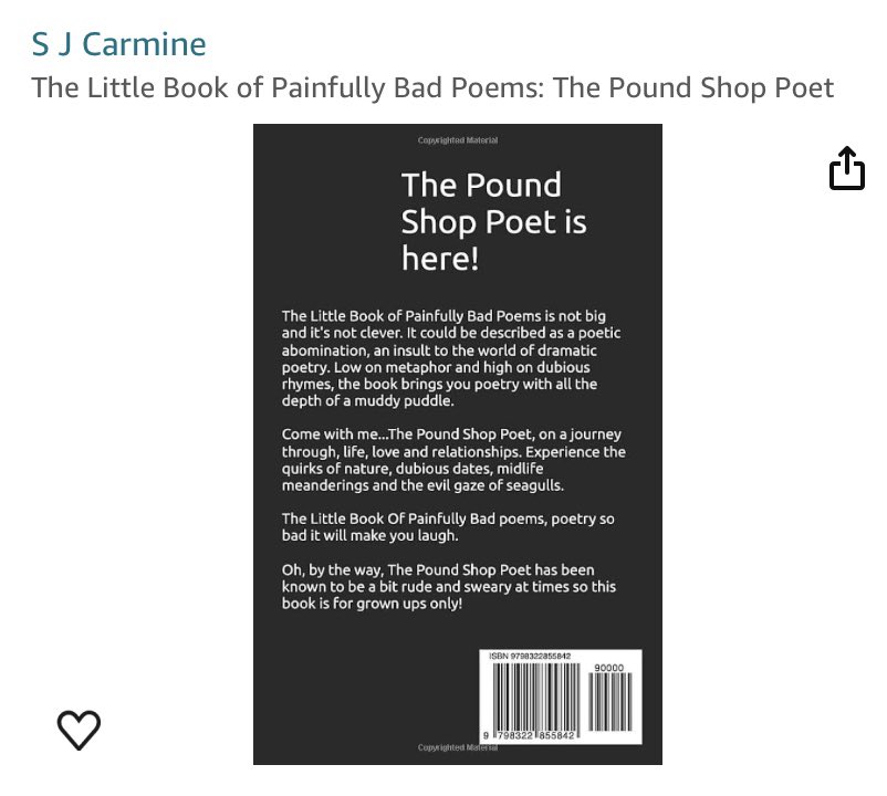 I am The Pound Shop Poet 😂 The Little Book Of Painfully Bad Poems is available from Amazon. amzn.to/3xCNuA7