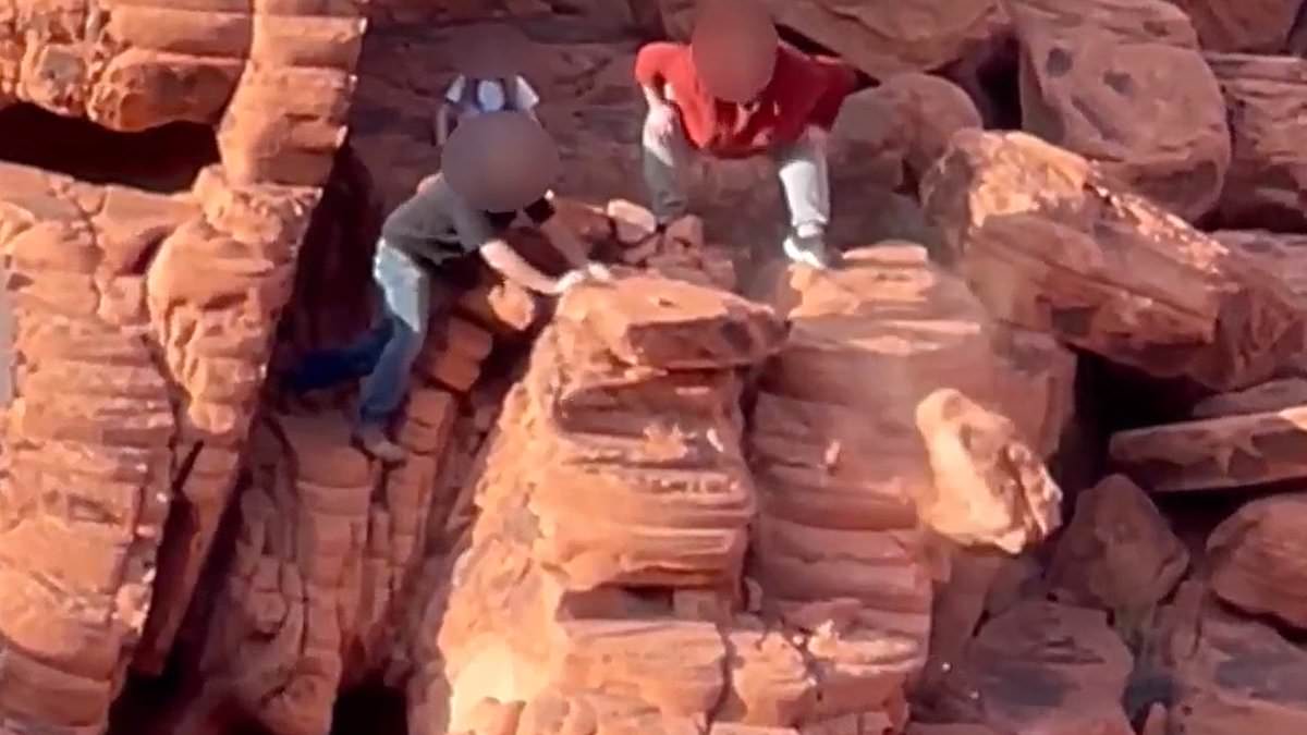Shocking moment vandals destroy protected and delicate natural rock formations in Nevada national park trib.al/JFaHSw0