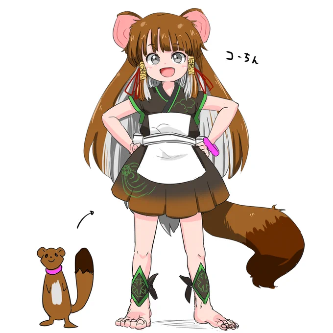 俺の屍を越えてゆけ2のキャラを描きましたイタチのコーちんが人間に擬態してお世話をしてくれるゲームです冬だけ特別に色が変わります 
