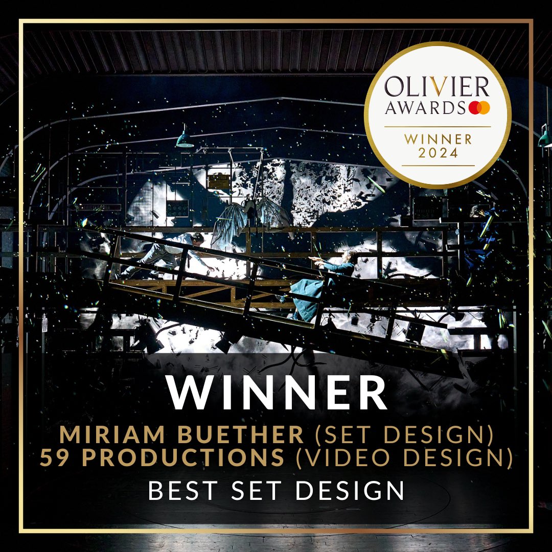 Congratulations to Miriam Buether (Set Design) and 59 Productions (Video Design) for winning the #OlivierAward for Best Set Design for their work on @stonstage. #OlivierAwards2024 @OlivierAwards