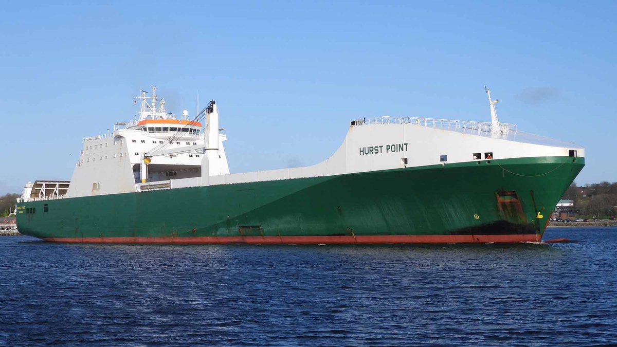 MV Hurst Point sailing from the Tyne for Marchwood this morning following a period in dry-dock at A&P Tyne. Via: E. Moorhouse